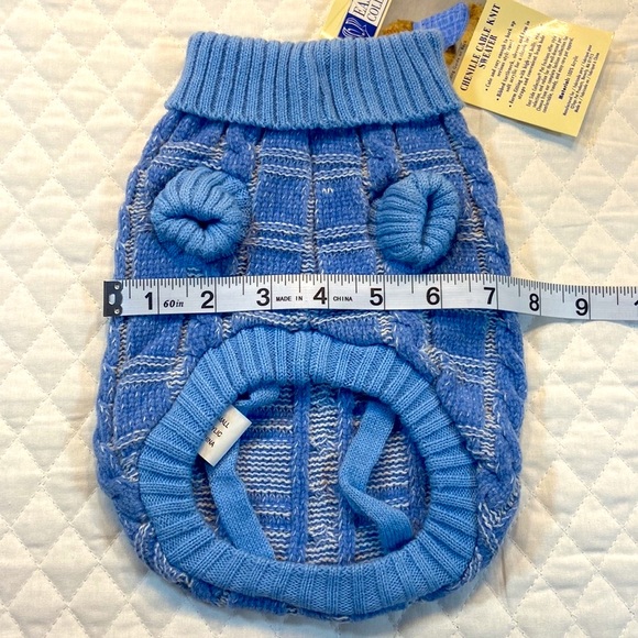 East Side Collection Dog Sweater. Blue Chenille Cable Knit. NWT **sweater only** - Picture 11 of 13